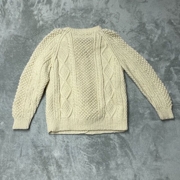 Irish Crana Handknits Pure Wool Womens L/XL Cardigan Sweater Cream Color c112 - Picture 6 of 7